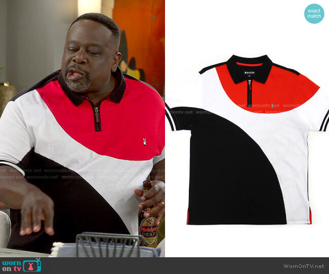 Makobi M201 Monogram Polo Shirt worn by Calvin (Cedric The Entertainer) on The Neighborhood
