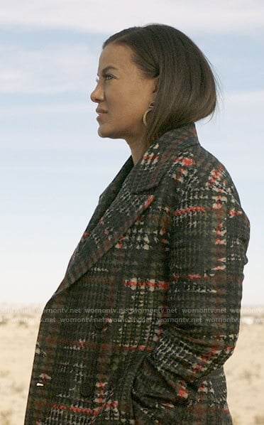Maria’s abstract plaid coat on Roswell New Mexico