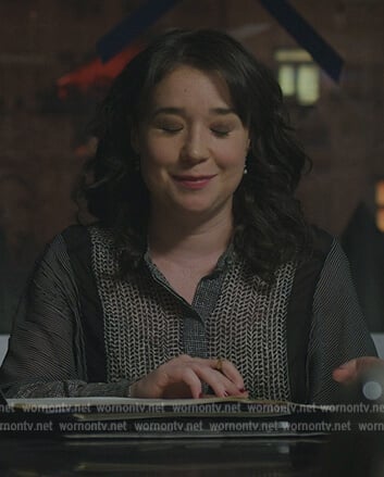Marissa’s mixed print blouse on The Good Fight