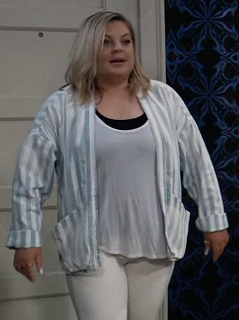 Maxie’s blue stripe jacket on General Hospital