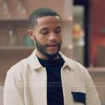 Micah’s white jacket with contrast pocket on Queen Sugar