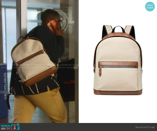 Michael Kors Mason Two-Tone Canvas Backpack worn by Henrietta Wilson (Aisha Hinds) on 9-1-1