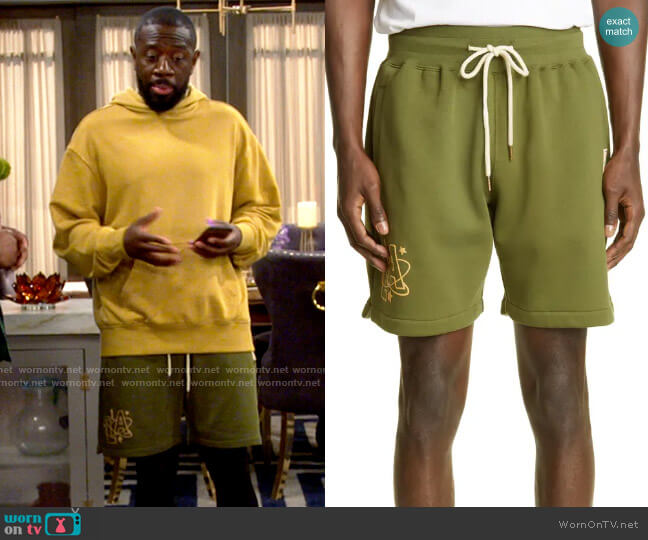 Mitchell & Ness LA Stars Fleece Drawstring Shorts worn by Malcom (Sheaun McKinney) on The Neighborhood