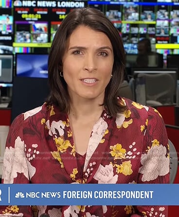 Molly Hunter’s red floral tie neck blouse on Today
