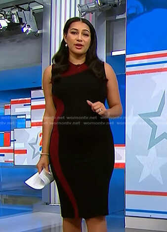 Morgan’s black and red colorblock sheath dress on NBC News Daily
