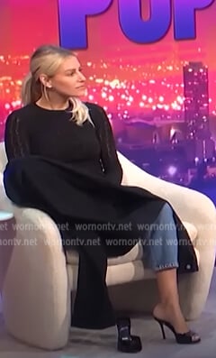 Morgan’s black sandals on E! News Nightly Pop