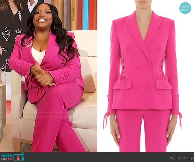 Moschino Lace-Up Double Breasted Crepe Blazer worn by Sherri Shepherd on Sherri