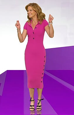 Natalie’s fuchsia side button ribbed dress on The Talk