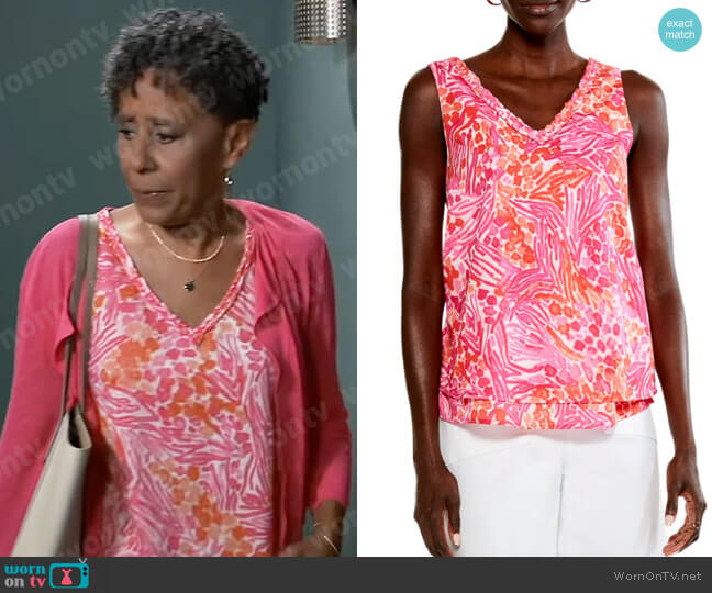 Nic + Zoe Watercolor Petals Cotton Tank worn by Stella Henry (Vernee Watson) on General Hospital