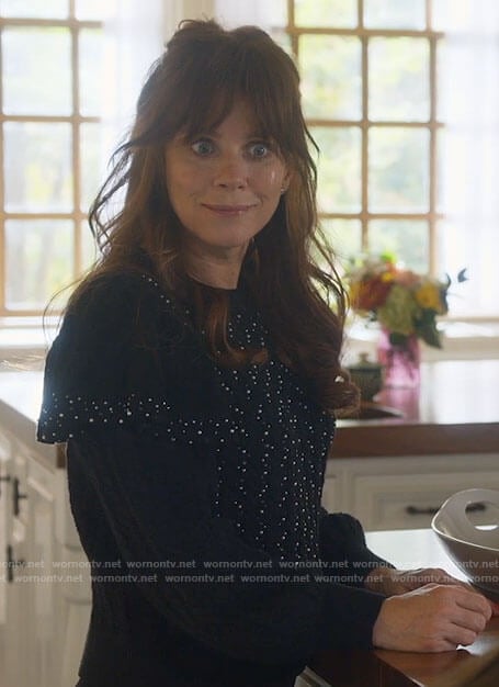 Nicky’s black pearl embellished sweater on Monarch