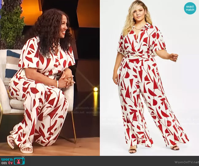 Nina Parker Trendy Plus Size Cropped Knot-Hem Top worn by Kym Whitley on E! News