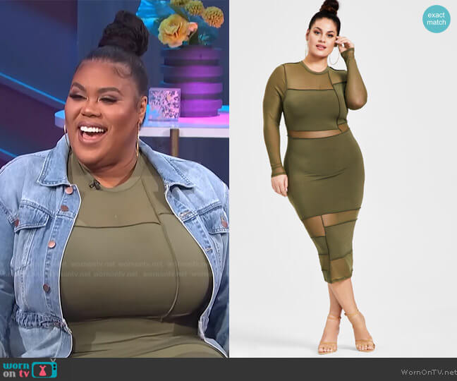 Nina Parker Trendy Plus Size Sheer Panel Bodycon Dress worn by Nina Parker on E! News