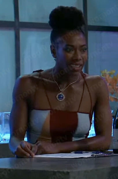 N’neka’s colorblock top on General Hospital
