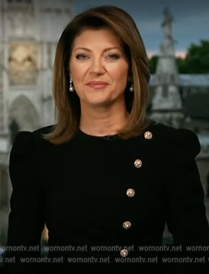 Norah O’Donnell’s black button down dress on The Talk