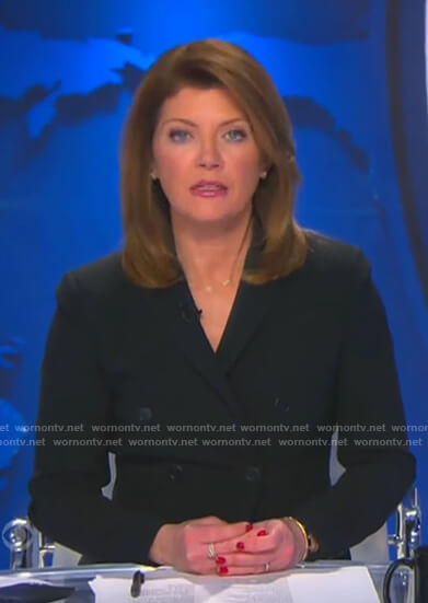 Norah’s black double breasted blazer on CBS Evening News