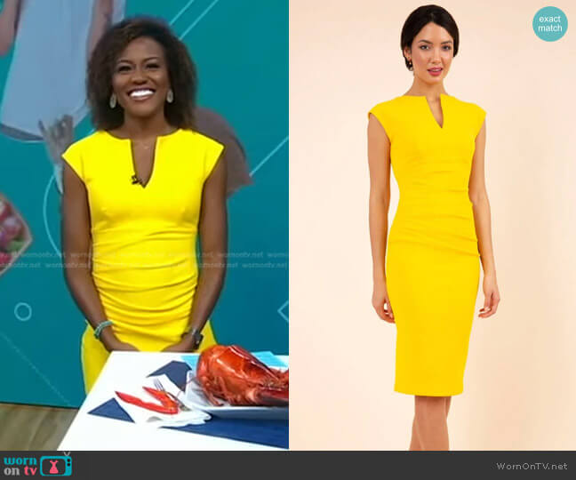Nora Gardner Shira Dress in Saffron Yellow worn by Janai Norman on Good Morning America