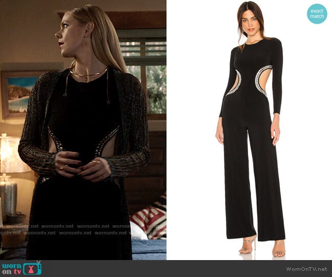 Norma Kamali Stud Long Sleeve Cut Out Jumpsuit worn by Isobel Evans-Bracken (Lily Cowles) on Roswell New Mexico