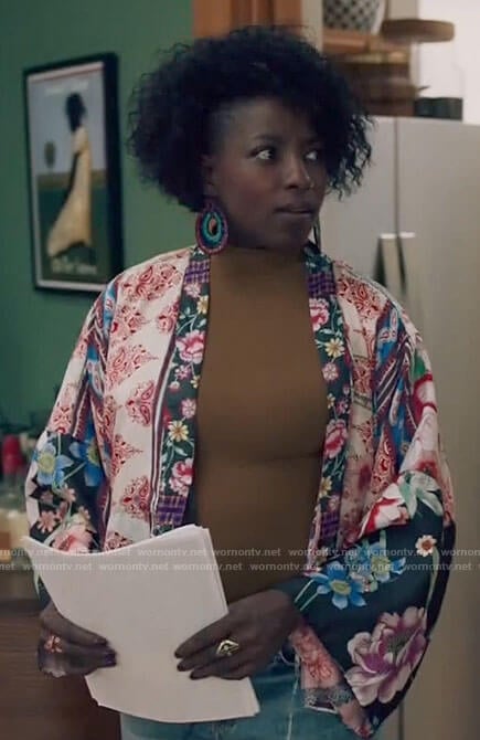 Nova’s mixed floral print jacket on Queen Sugar