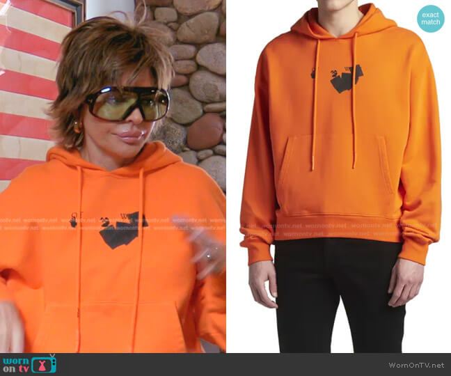 Off-White Jumbo Marker Pullover Hoodie worn by Lisa Rinna on The Real Housewives of Beverly Hills