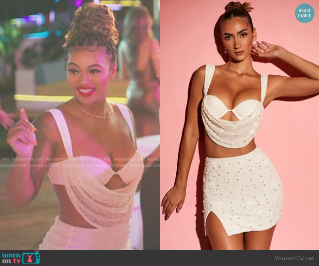 Oh Polly Larvotto Top worn by Bria Bryant on Love Island USA