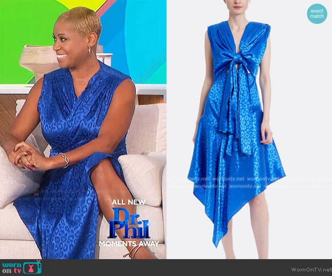 One33 Social Blue Asymmetrical Tie Front Cocktail Dress