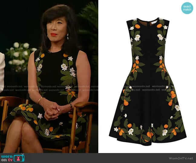 Oscar de la Renta Fortunella Print Sleeveless Minidress worn by Andrea Jung on Today