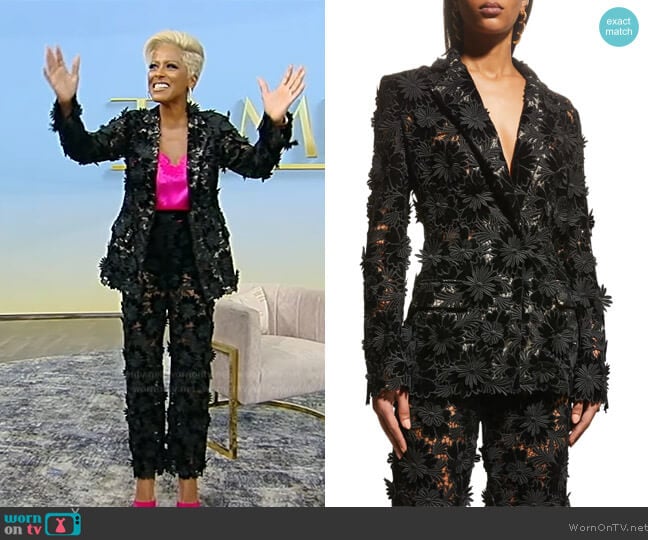 Oscar De La Renta Velvet Guipure Single-Breasted Blazer Jacket worn by Tamron Hall on Tamron Hall Show