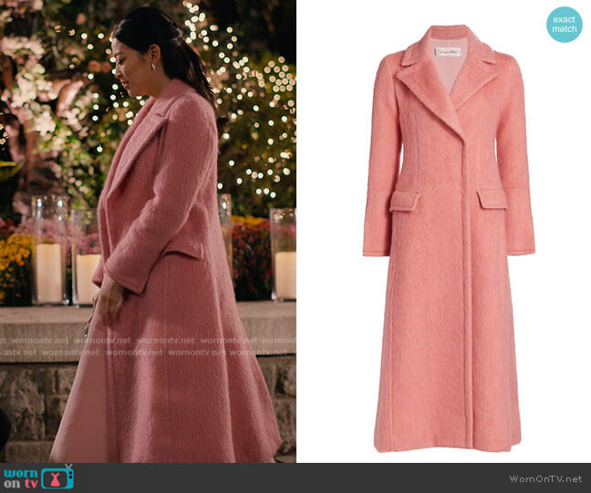 Oscar de la Renta Double-Breasted Alpaca-Blend Coat worn by Ingrid Yun (Arden Cho) on Partner Track