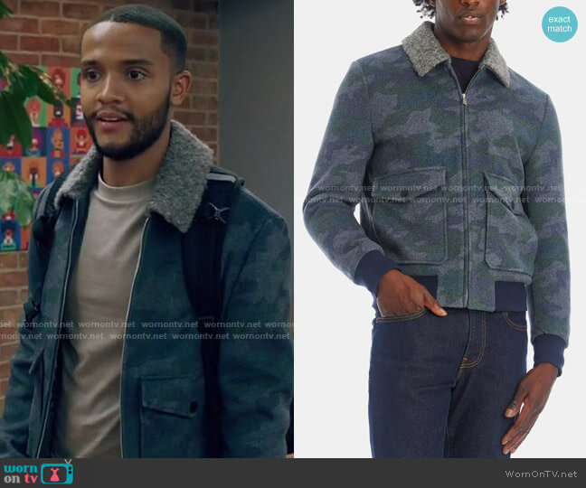 Paisley & Gray Sherpa Bomber Jacket worn by Micah West (Nicholas L. Ashe) on Queen Sugar