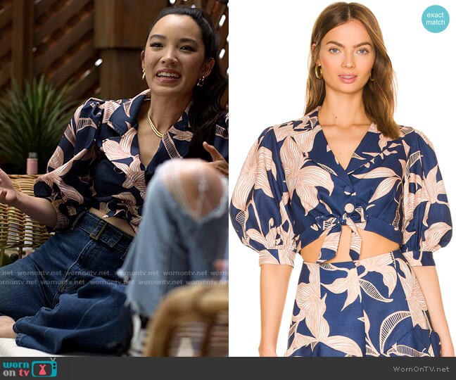 PatBO Stargazer Tie Front Top worn by Sam's Friend (Jessika Van) on American Horror Stories