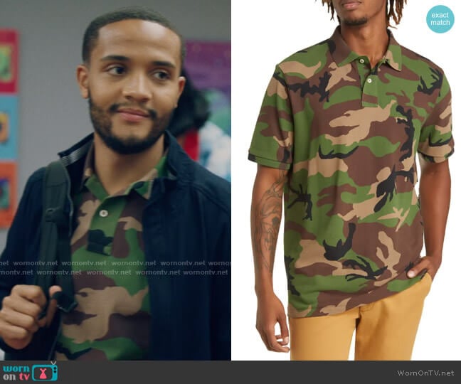 Polo Ralph Lauren Camo Piqué Polo worn by Micah West (Nicholas L. Ashe) on Queen Sugar