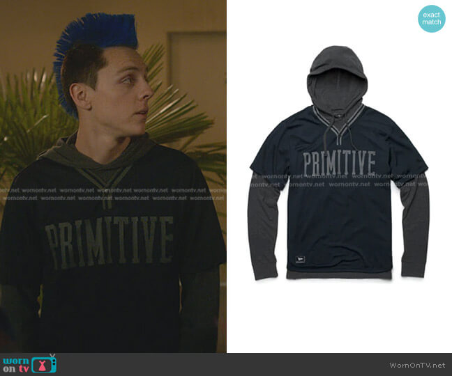 Primitive Two-Fer Baseball Hoodie worn by Eli Hawk Moskowitz (Jacob Bertrand) on Cobra Kai