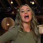 Rachel’s green ribbed mixed media dress on Live with Kelly and Ryan