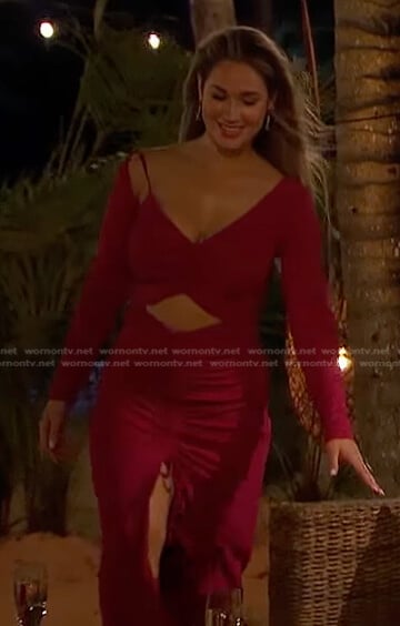 Rachel’s magenta cutout dress on The Bachelorette