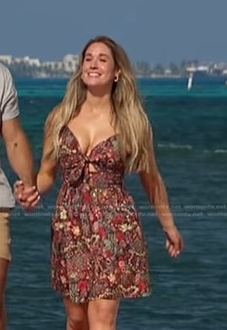 Rachel’s floral cutout mini dress on The Bachelorette