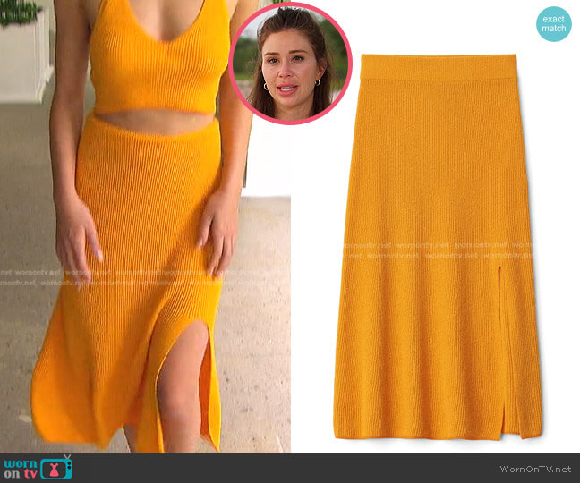 Rag & Bone Soleil Skirt in Deep Yellow worn by Gabriela Windey on The Bachelorette