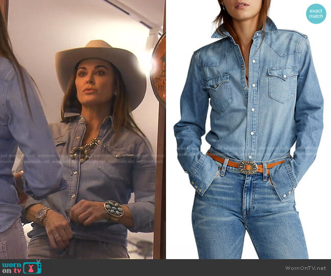 Ralph Lauren Denim Western Shirt worn by Kyle Richards on The Real Housewives of Beverly Hills