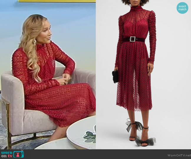 Rebecca Vallance Midnight Kiss Lace Midi Dress worn by Lolo Jones on Tamron Hall Show