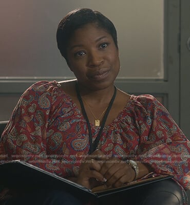 red paisley print blouse on Cobra Kai