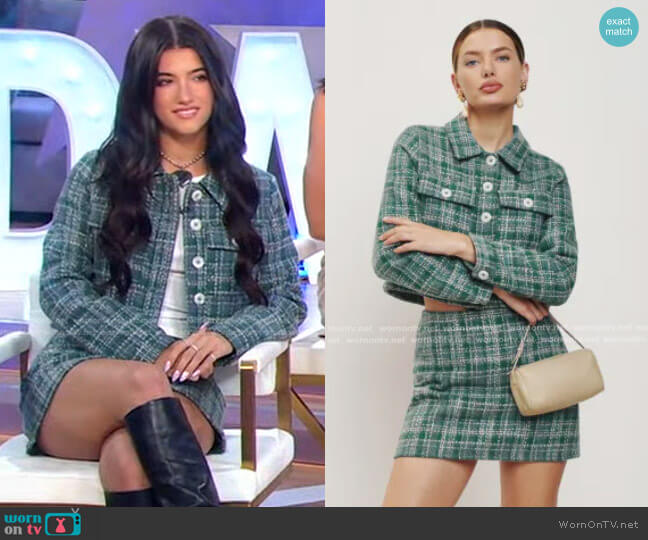 Reformation Peggy Cropped Jacket worn by Charli D'Amelio on Good Morning America