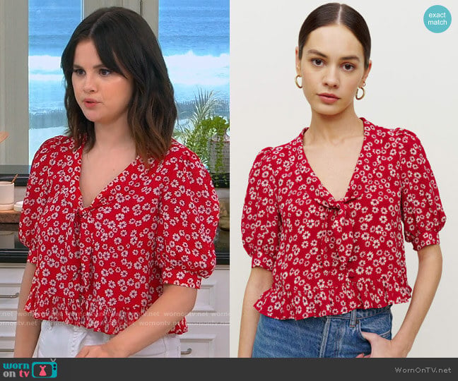 Reformation Sloane Top in Jenna worn by Selena Gomez on Selena + Chef