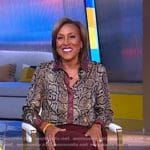 Robin’s snake print blouse and burgundy pants on Good Morning America