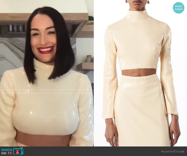 Ronny Kobo Elsabet Sequin Crop Top worn by Nikki Bella on E! News