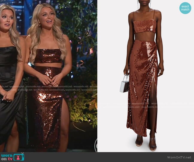 Ronny Kobo Syd Sequined Crop Top worn by Christina Mandrell on The Bachelorette