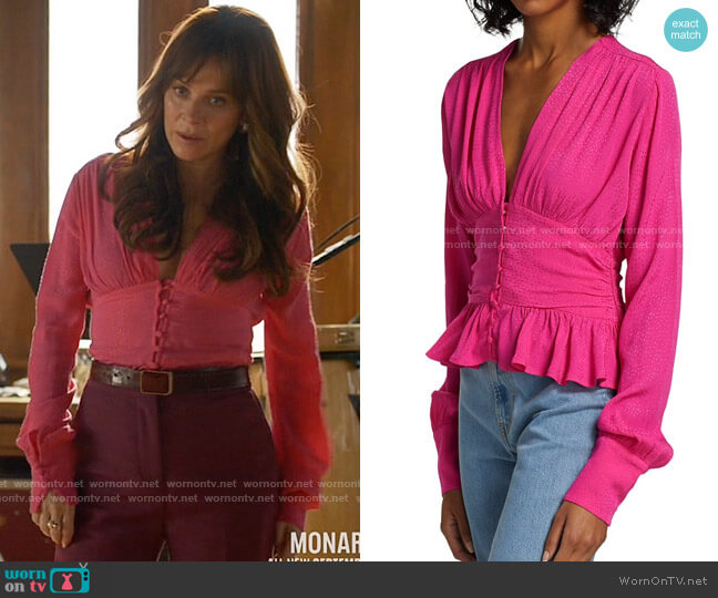 Rotate Birger Christensen Tracy Top worn by Nicolette Roman (Anna Friel) on Monarch