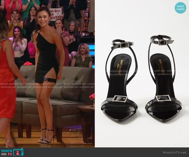Saint Laurent Claude Crystal-Embellished Sandals worn by Gabriela Windey on The Bachelorette