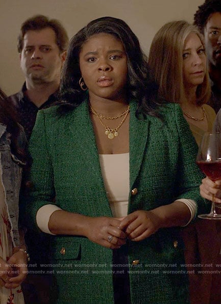 Sam’s friend’s green tweed blazer on American Horror Stories