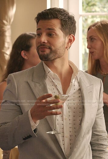 Sam’s white studded shirt on Dynasty