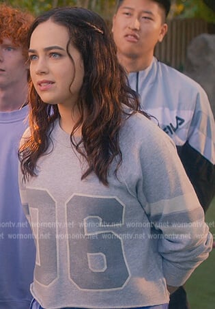 Samantha’s gray 06 sweatshirt on Cobra Kai