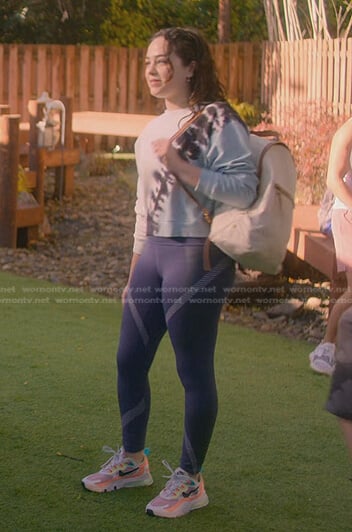 Samantha’s purple leggings and sneakers on Cobra Kai